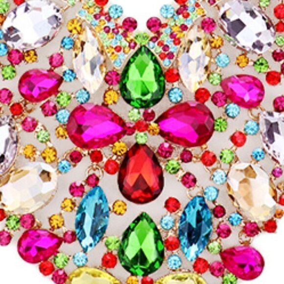 Oversized Vitrail Crystal Statement Necklace Set - STUNNING! - Picture 3 of 6